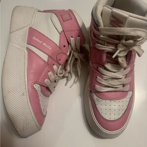 Naked Wolfe Pink and White High-Top Sneakers with Chunky Sole